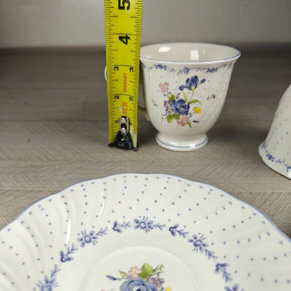 Vintage Nikko Japan Blue Peony Floral Footed Teacup Saucer Set Cottagecore - Picture 9 of 9